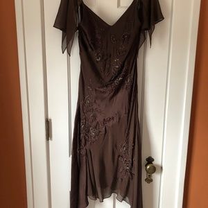 Sue Wong Size 12 Brown Silk